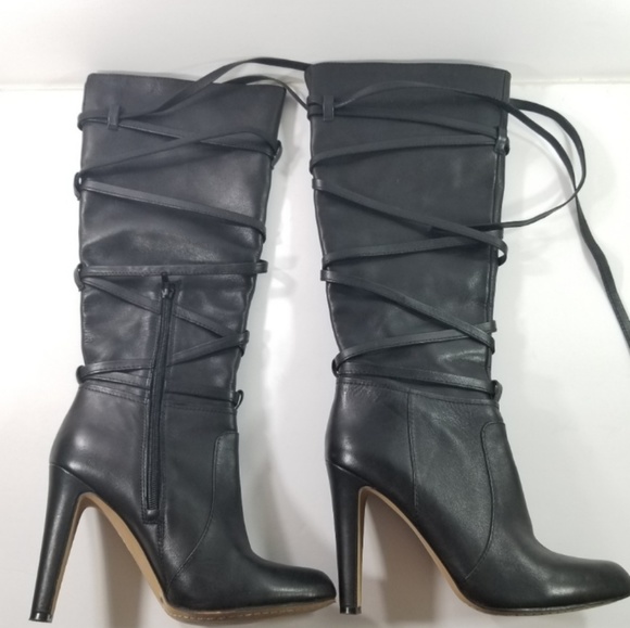 Vince Camuto Shoes - VC Tall Black Boots W/ Ties